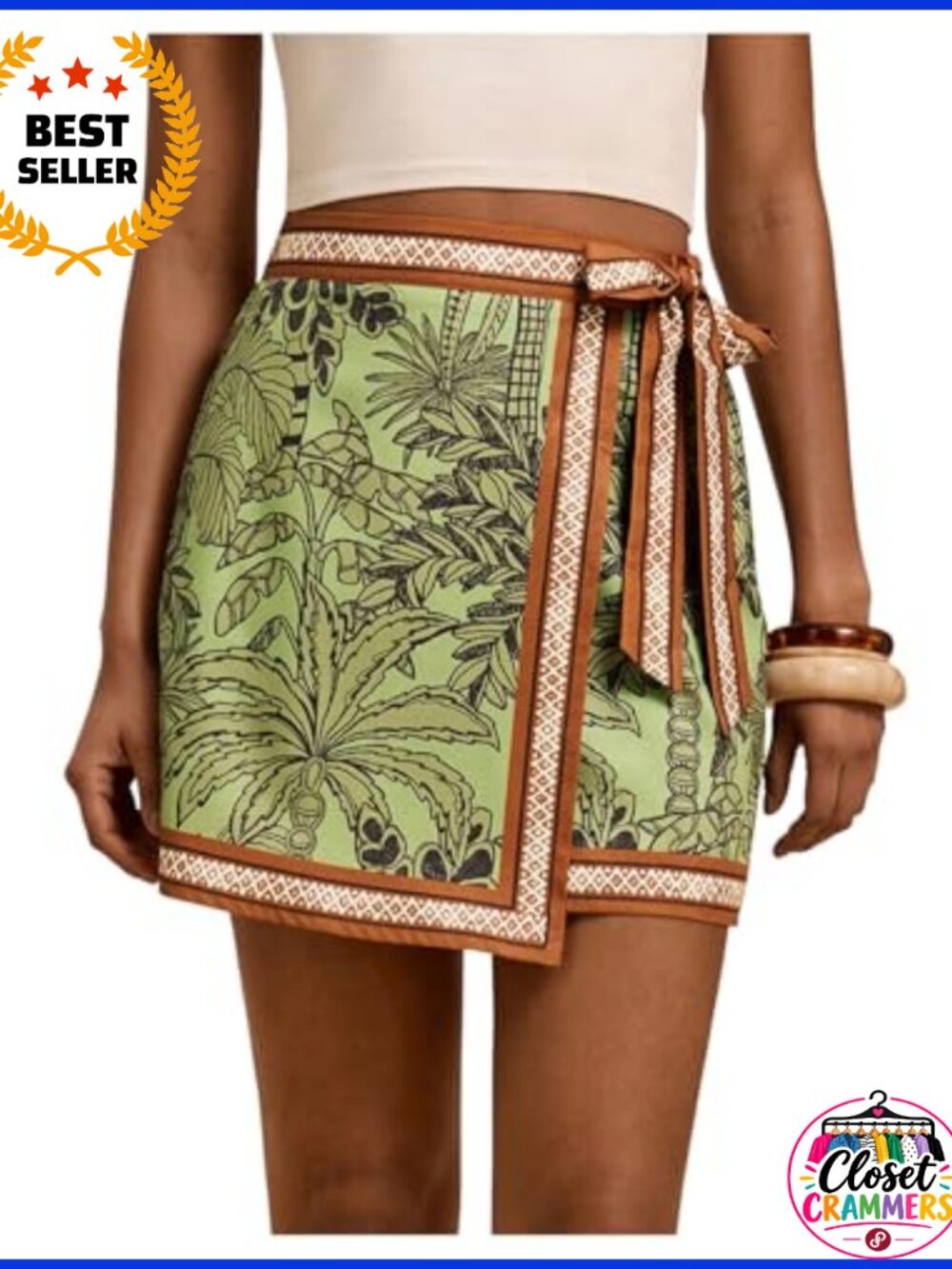 MakeMeChic Womens Wrap Mini Skirt Floral High Rise Tie Side Summer